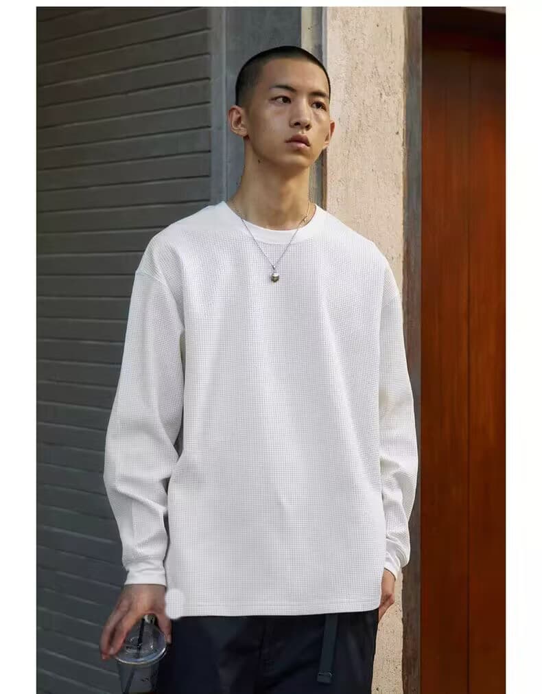 ワッフル tシャツメンズ 長袖tシャツ カットソー 裾スリット 長袖 クルーネック 無地 インナー トップス ゆったり ビッグシ |  | 10
