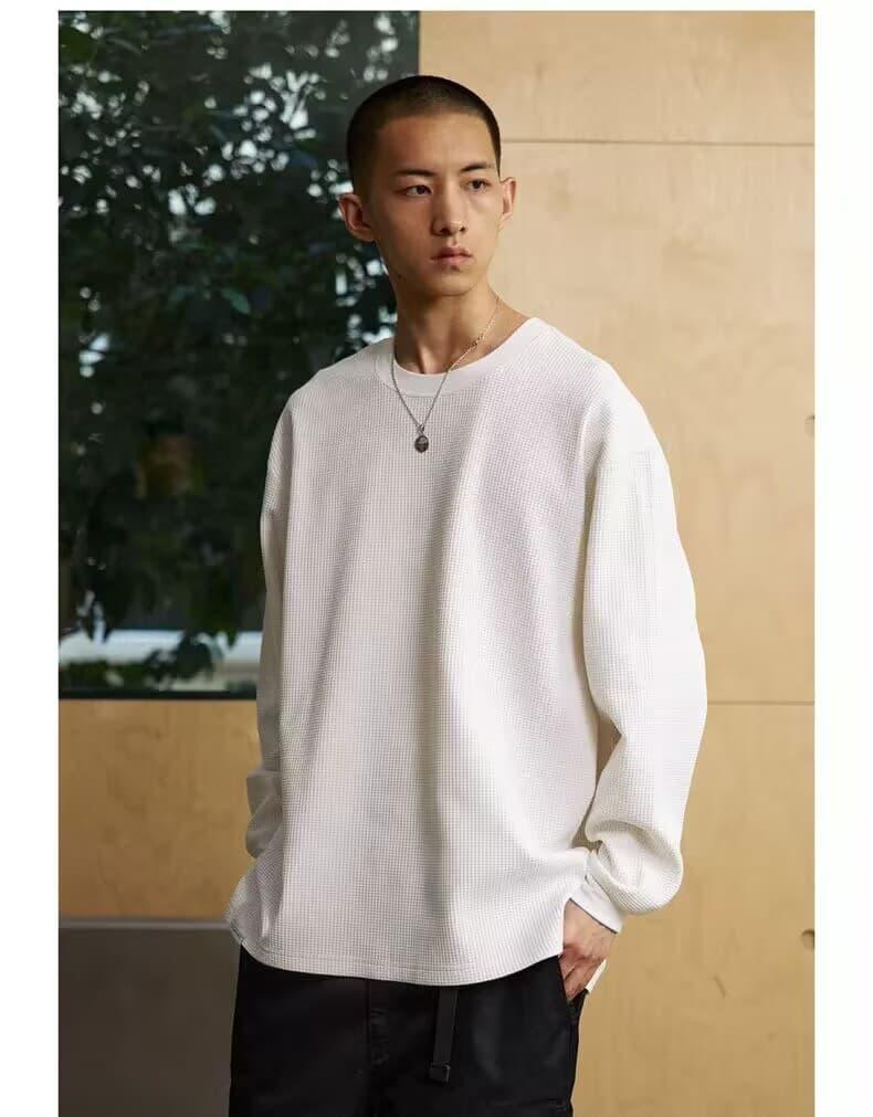 ワッフル tシャツメンズ 長袖tシャツ カットソー 裾スリット 長袖 クルーネック 無地 インナー トップス ゆったり ビッグシ |  | 11