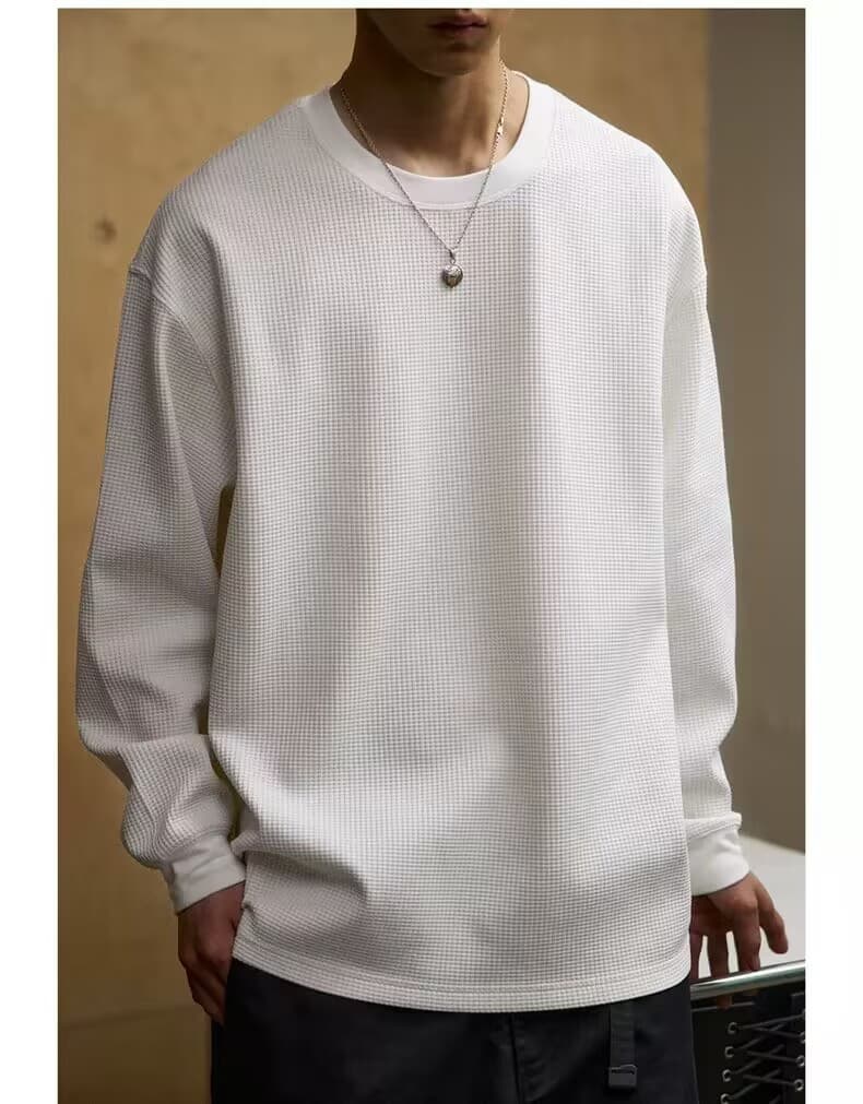 ワッフル tシャツメンズ 長袖tシャツ カットソー 裾スリット 長袖 クルーネック 無地 インナー トップス ゆったり ビッグシ |  | 12