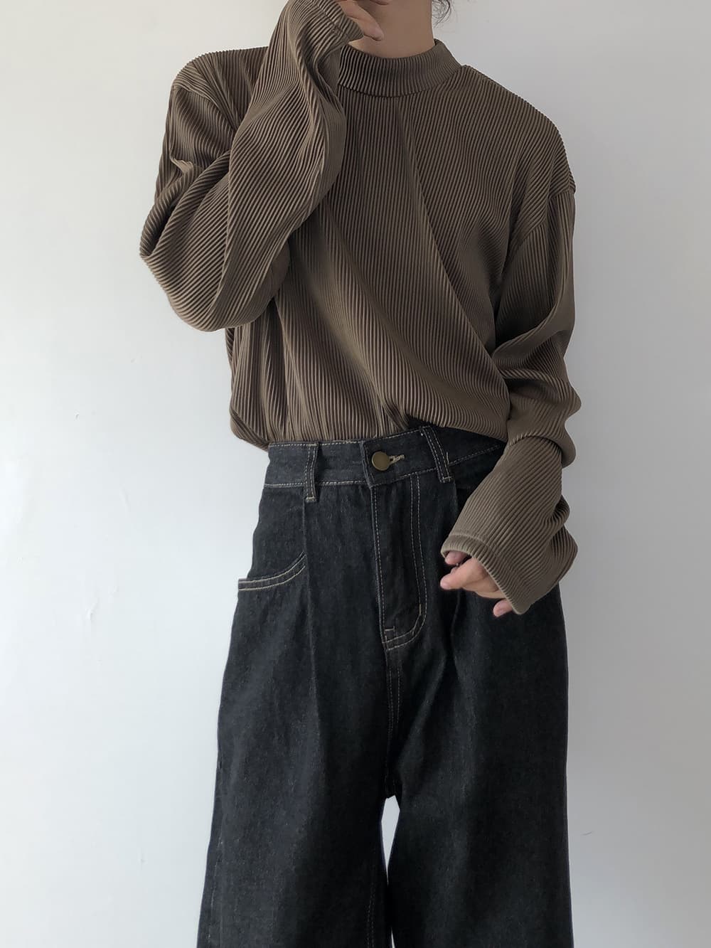 アイスシルク tシャツメンズ モックネック カットソー ストライプ柄 長袖 無地 インナー トップス ゆったり 大きいサイズ お |  | 07