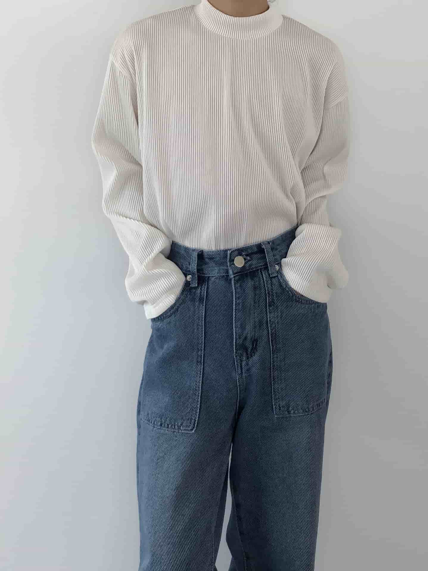 アイスシルク tシャツメンズ モックネック カットソー ストライプ柄 長袖 無地 インナー トップス ゆったり 大きいサイズ お |  | 08