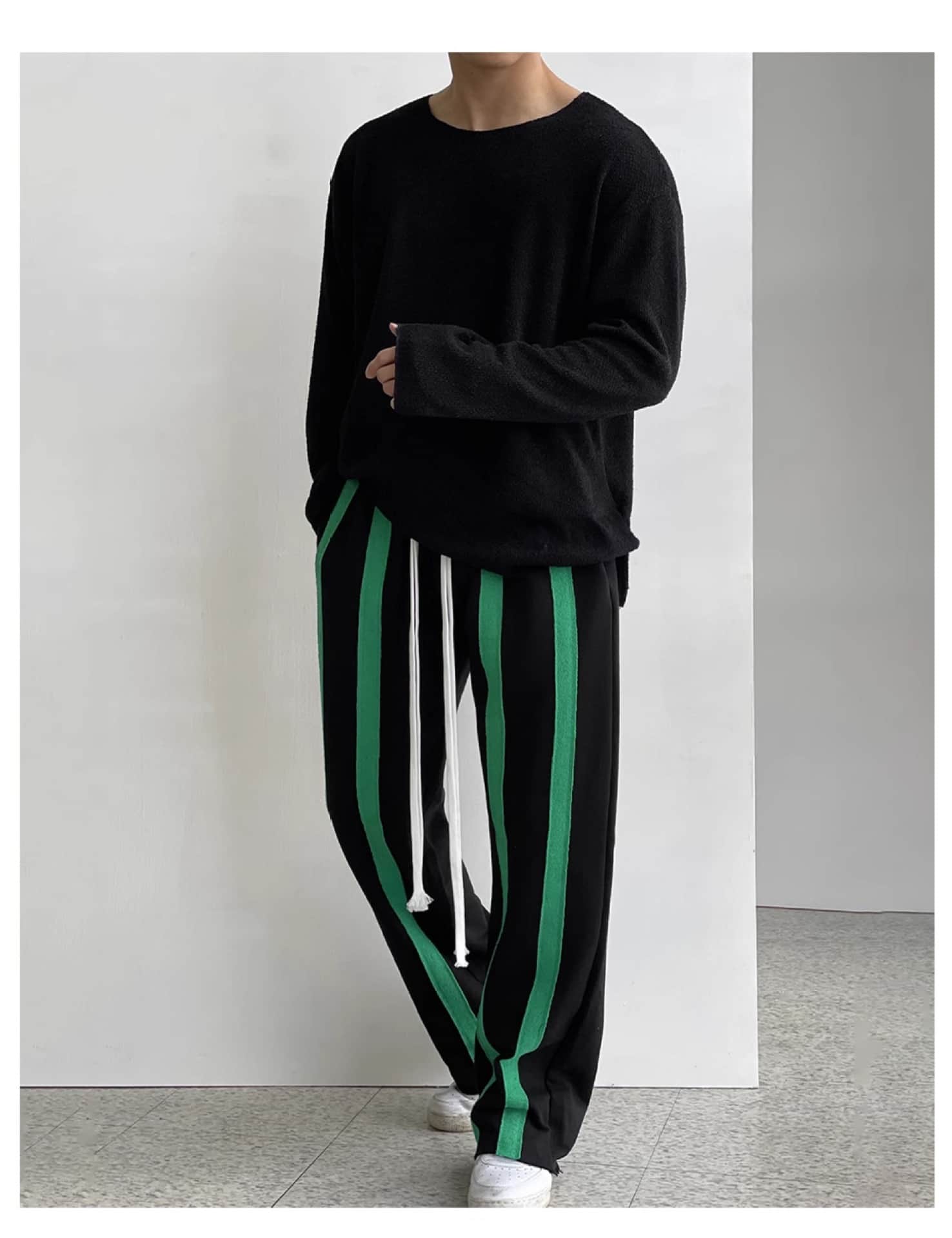 ビッグシルエット tシャツメンズ ニット カットソー 長袖 体型カバー ニットソー 着痩せ クルーネック 無地 インナー トップ |  | 06