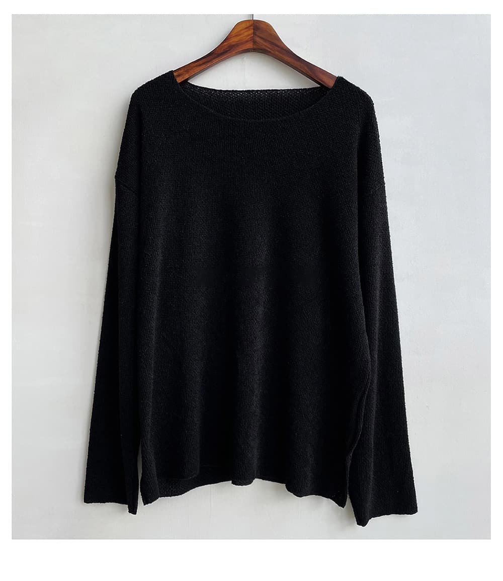 ビッグシルエット tシャツメンズ ニット カットソー 長袖 体型カバー ニットソー 着痩せ クルーネック 無地 インナー トップ |  | 08