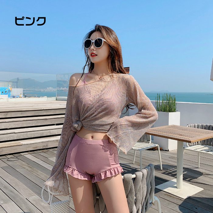 3点セット 露出控えめ 水着 レディース ビキニ セパレート ママ水着 フィットネス 体型カバー 大きいサイズ セットアップ 韓国 |  | 02