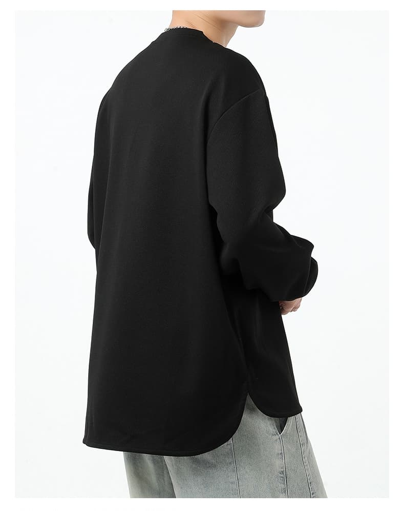 トレーナー アシンメトリー リブ袖 無地 メンズ プルオーバー トップス 長袖 重ね着風 春秋 レイヤード風Tシャツ 切り替え |  | 13