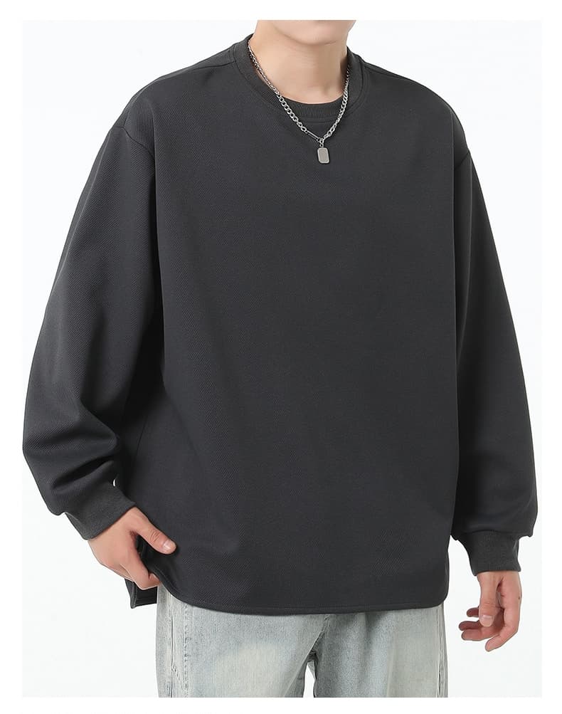 トレーナー アシンメトリー リブ袖 無地 メンズ プルオーバー トップス 長袖 重ね着風 春秋 レイヤード風Tシャツ 切り替え |  | 14