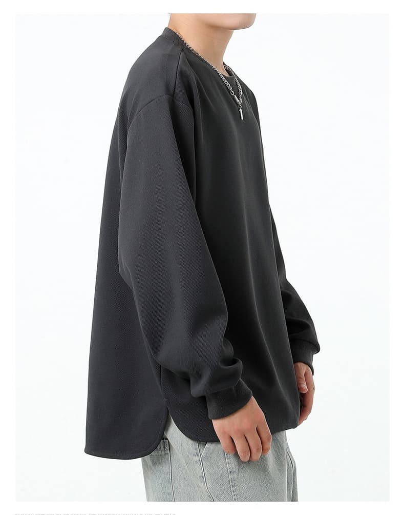 トレーナー アシンメトリー リブ袖 無地 メンズ プルオーバー トップス 長袖 重ね着風 春秋 レイヤード風Tシャツ 切り替え |  | 16