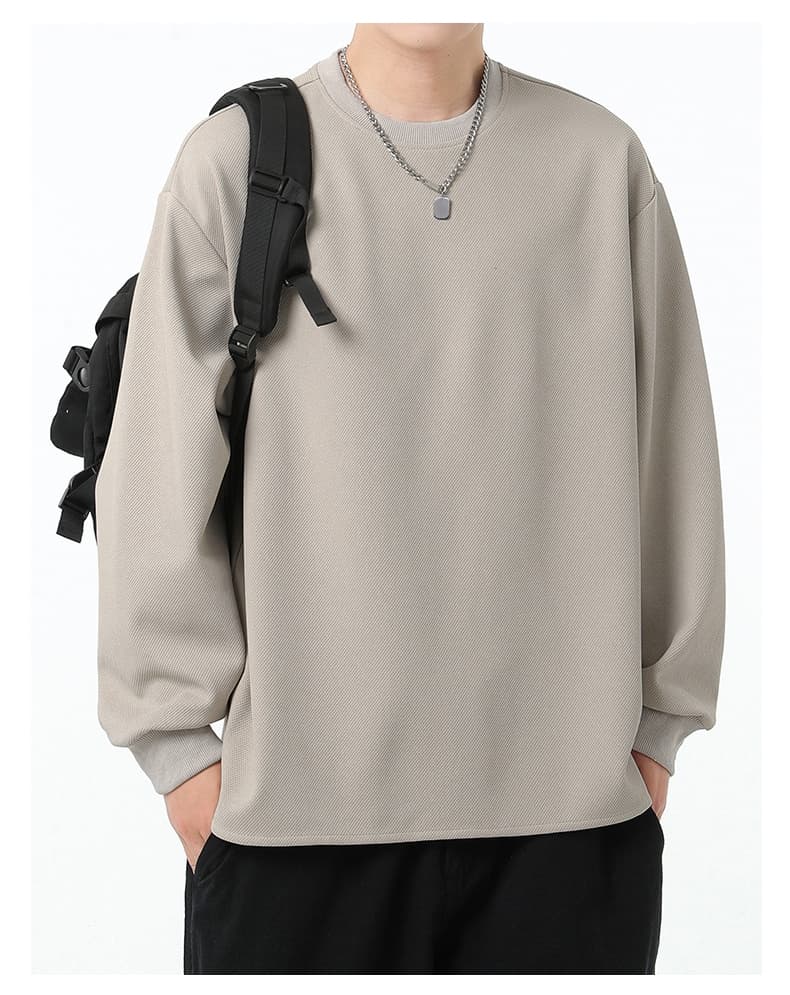 トレーナー アシンメトリー リブ袖 無地 メンズ プルオーバー トップス 長袖 重ね着風 春秋 レイヤード風Tシャツ 切り替え |  | 06