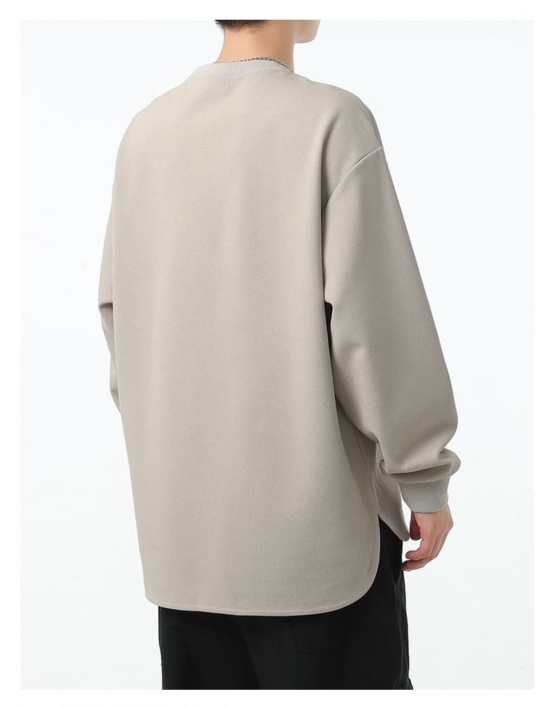 トレーナー アシンメトリー リブ袖 無地 メンズ プルオーバー トップス 長袖 重ね着風 春秋 レイヤード風Tシャツ 切り替え |  | 07