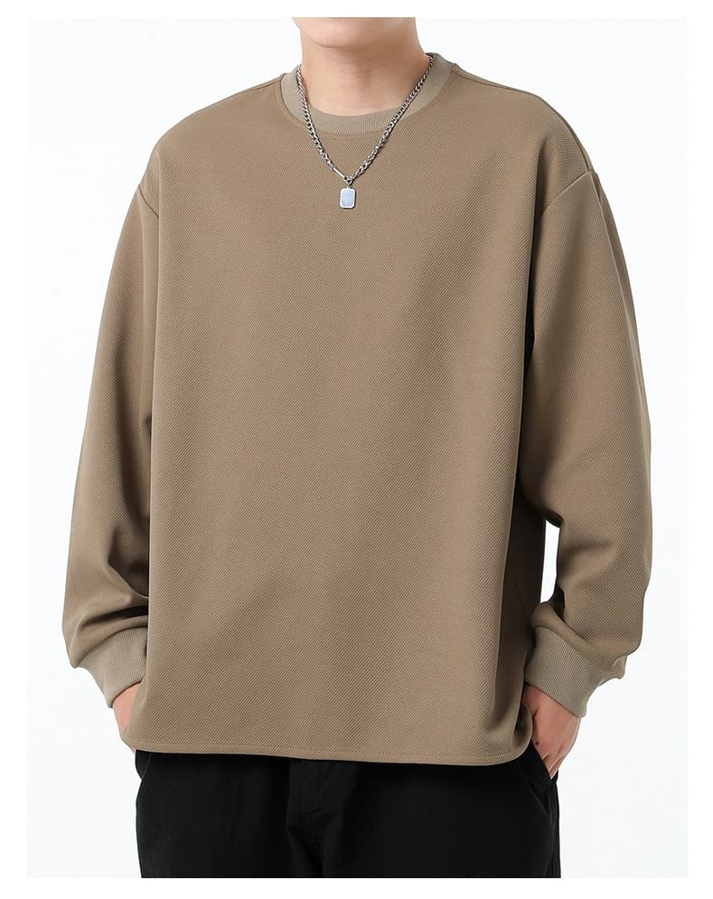 トレーナー アシンメトリー リブ袖 無地 メンズ プルオーバー トップス 長袖 重ね着風 春秋 レイヤード風Tシャツ 切り替え |  | 02