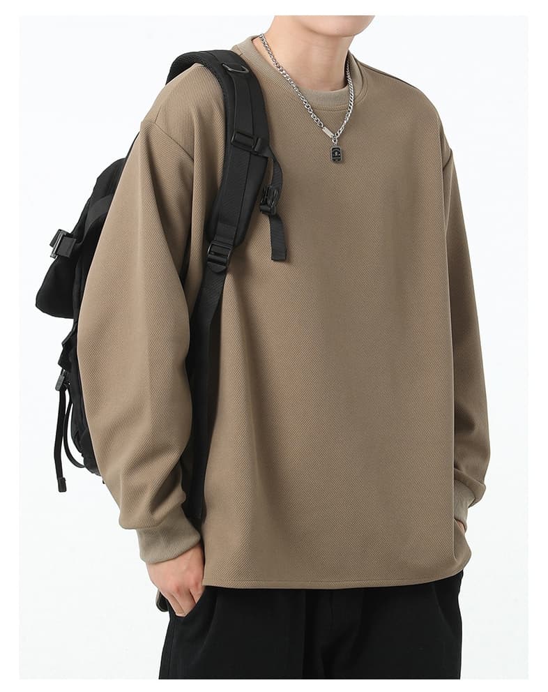 トレーナー アシンメトリー リブ袖 無地 メンズ プルオーバー トップス 長袖 重ね着風 春秋 レイヤード風Tシャツ 切り替え |  | 08