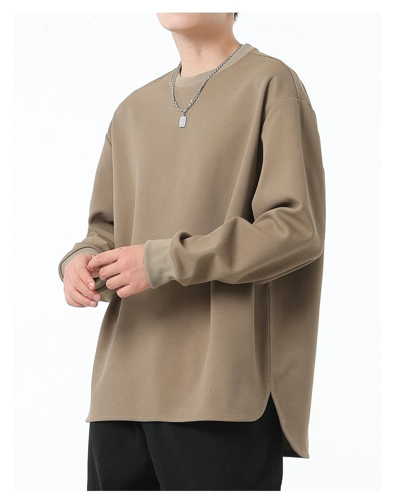 トレーナー アシンメトリー リブ袖 無地 メンズ プルオーバー トップス 長袖 重ね着風 春秋 レイヤード風Tシャツ 切り替え |  | 09