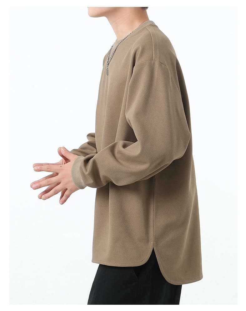 トレーナー アシンメトリー リブ袖 無地 メンズ プルオーバー トップス 長袖 重ね着風 春秋 レイヤード風Tシャツ 切り替え |  | 10