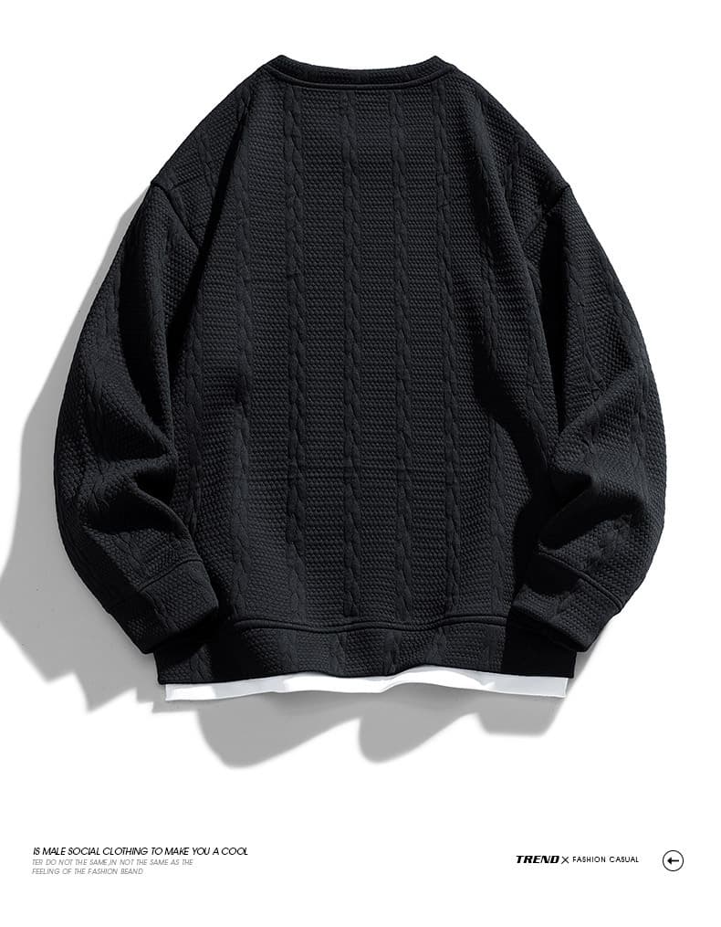 ジャガード トレーナー メンズ プルオーバー 春 秋 トップス 長袖 クルーネック 重ね着風 Tシャツ 切り替え スウェット 運動 |  | 09