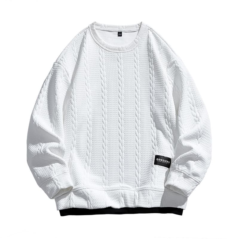 ジャガード トレーナー メンズ プルオーバー 春 秋 トップス 長袖 クルーネック 重ね着風 Tシャツ 切り替え スウェット 運動 |  | 06