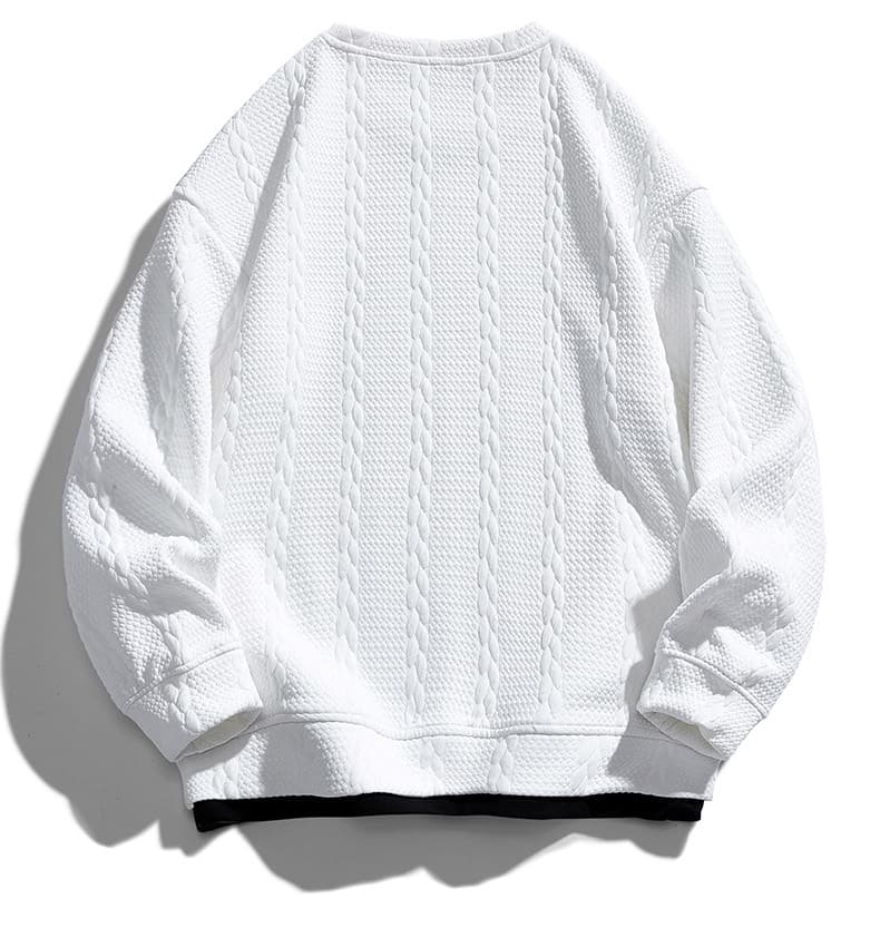 ジャガード トレーナー メンズ プルオーバー 春 秋 トップス 長袖 クルーネック 重ね着風 Tシャツ 切り替え スウェット 運動 |  | 07