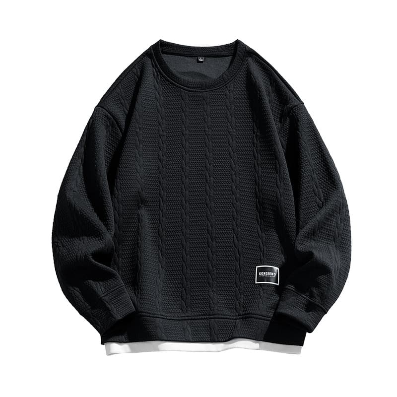 ジャガード トレーナー メンズ プルオーバー 春 秋 トップス 長袖 クルーネック 重ね着風 Tシャツ 切り替え スウェット 運動 |  | 08