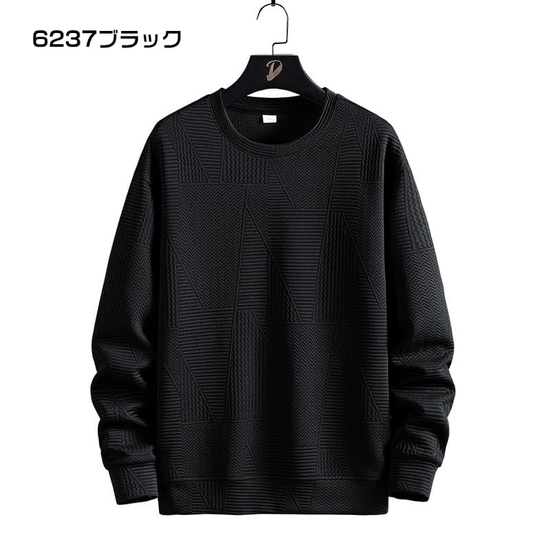 トレーナー ジャガード 大きいサイズ メンズ 2TYPE プルオーバー 春 秋 トップス ゆったり 長袖 クルーネック Tシャツ 切り |  | 04