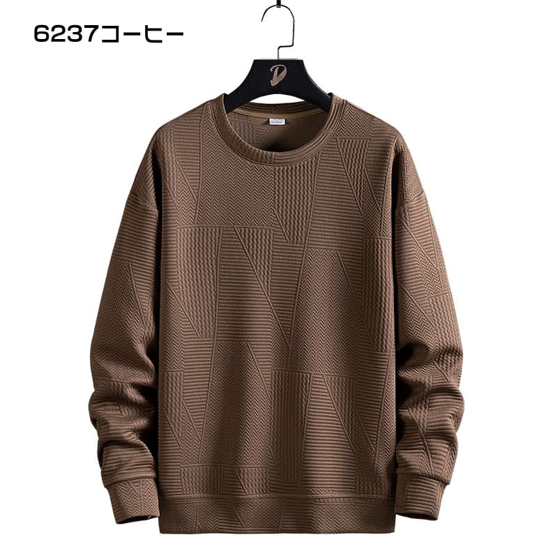 トレーナー ジャガード 大きいサイズ メンズ 2TYPE プルオーバー 春 秋 トップス ゆったり 長袖 クルーネック Tシャツ 切り |  | 05