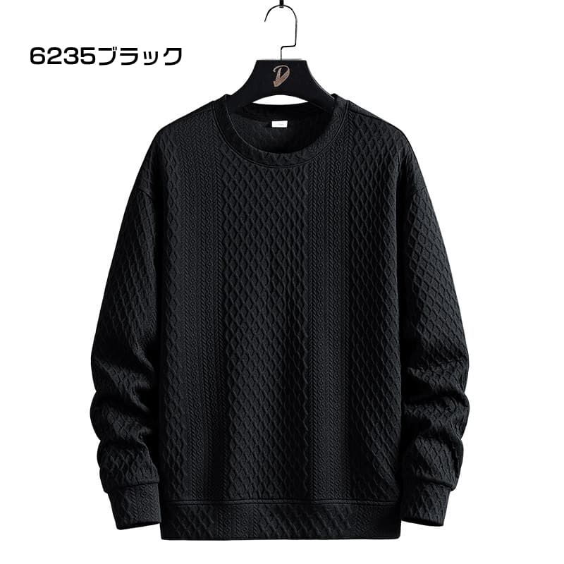 トレーナー ジャガード 大きいサイズ メンズ 2TYPE プルオーバー 春 秋 トップス ゆったり 長袖 クルーネック Tシャツ 切り |  | 01