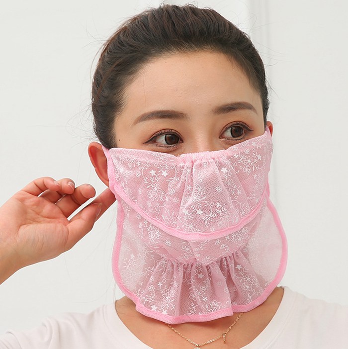 フェイスカバー 紫外線対策 日焼け防止 UPF50+ マスク 総レース 刺繍 花柄 息が苦しくない 耳かけ 洗える |  | 04