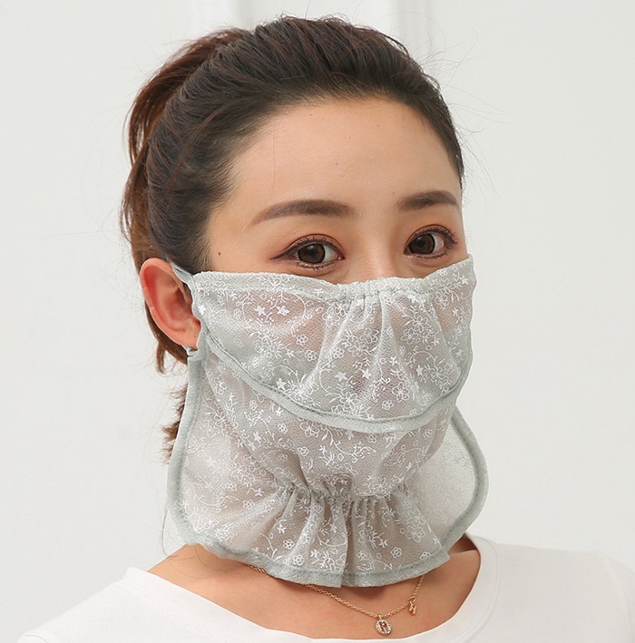 フェイスカバー 紫外線対策 日焼け防止 UPF50+ マスク 総レース 刺繍 花柄 息が苦しくない 耳かけ 洗える |  | 05