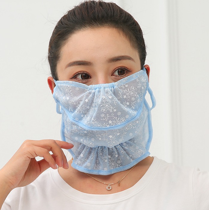 フェイスカバー 紫外線対策 日焼け防止 UPF50+ マスク 総レース 刺繍 花柄 息が苦しくない 耳かけ 洗える |  | 03