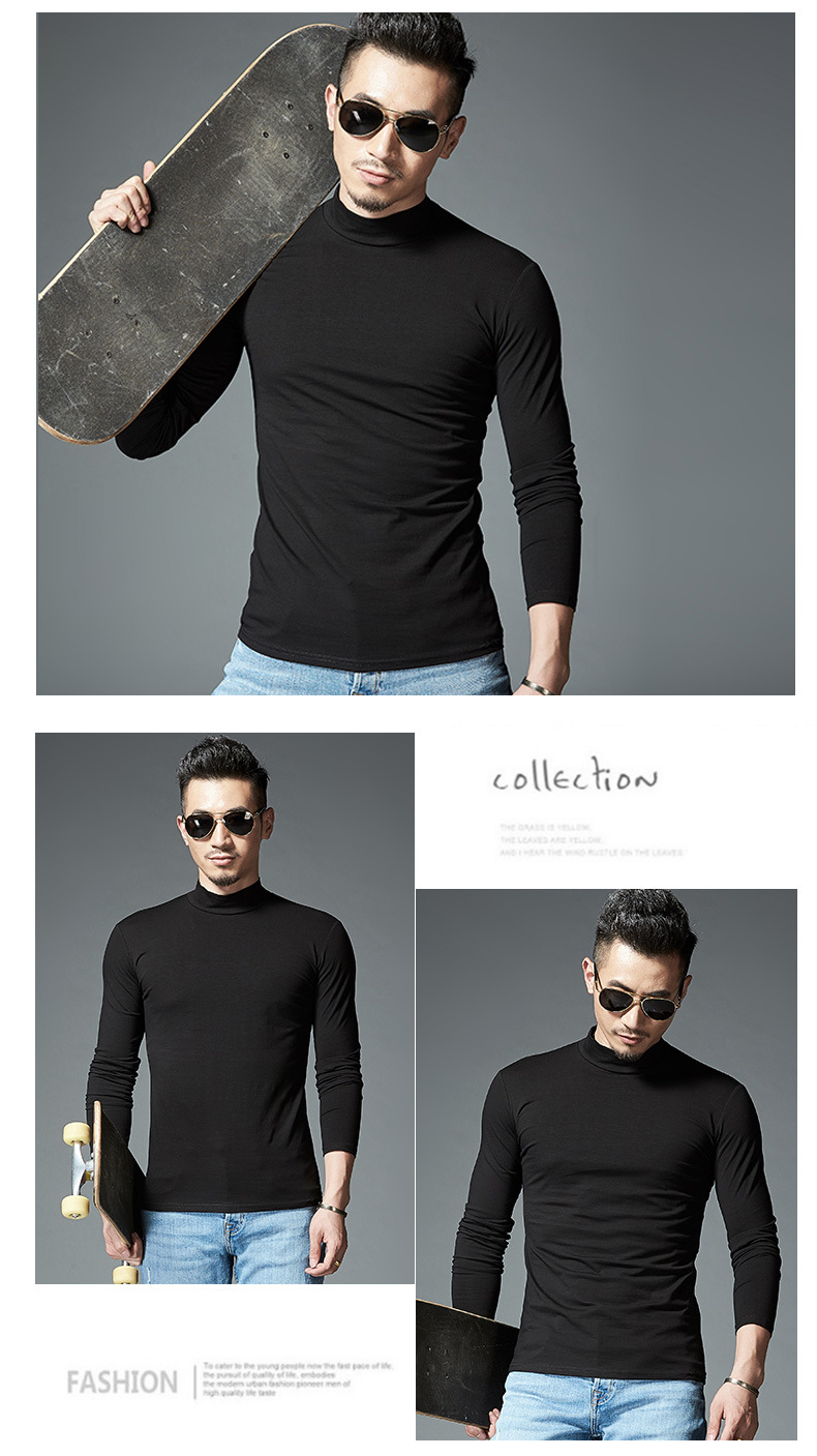 Tシャツ モックネック 「一枚買うともう一枚プレゼント」長袖 メンズ ハイネックTシャツ カットソー インナー 肌着 ゴルフウェア 無地 春秋 父の日 敬老の日 |  | 10