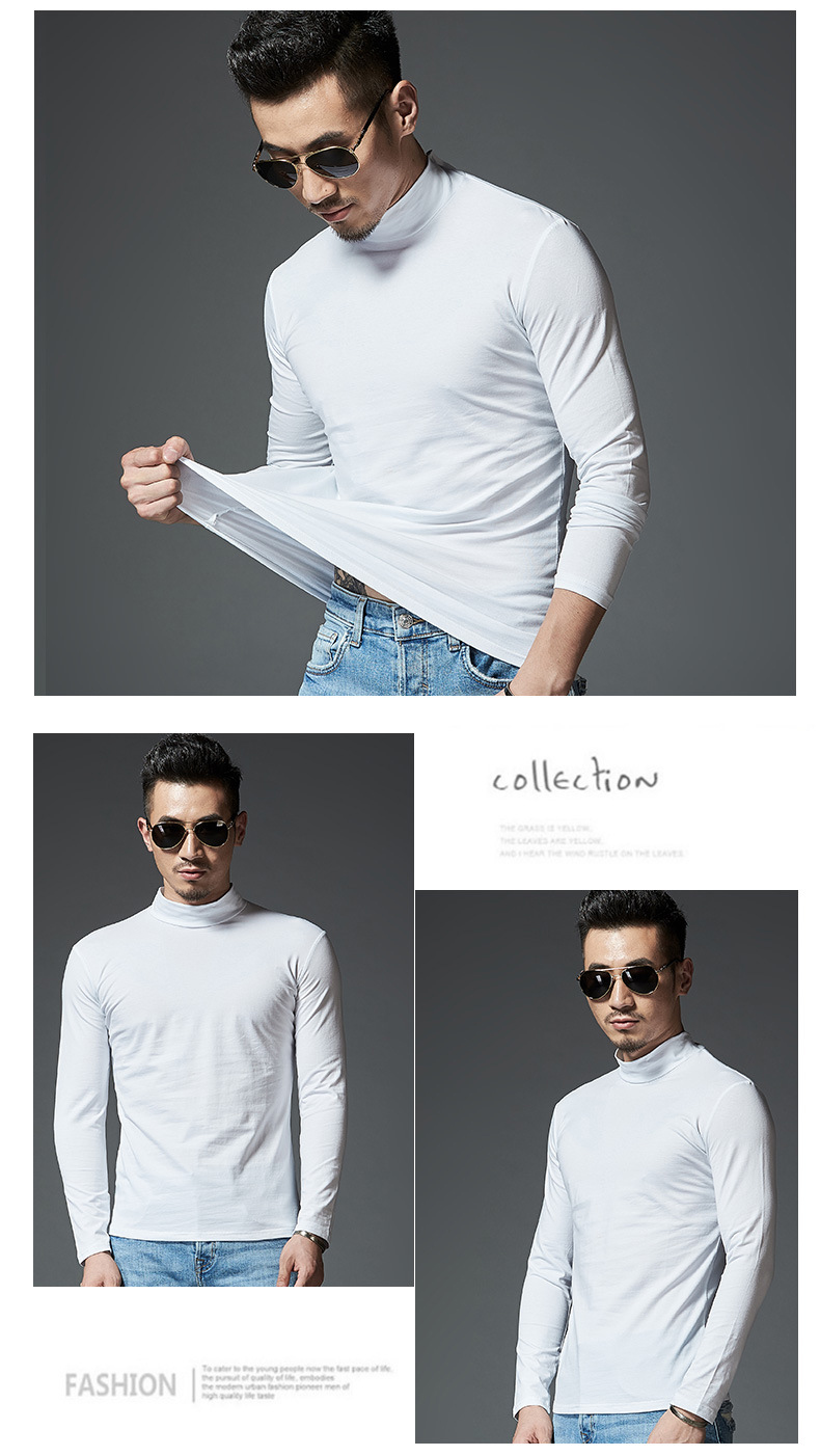 Tシャツ モックネック 「一枚買うともう一枚プレゼント」長袖 メンズ ハイネックTシャツ カットソー インナー 肌着 ゴルフウェア 無地 春秋 父の日 敬老の日 |  | 09