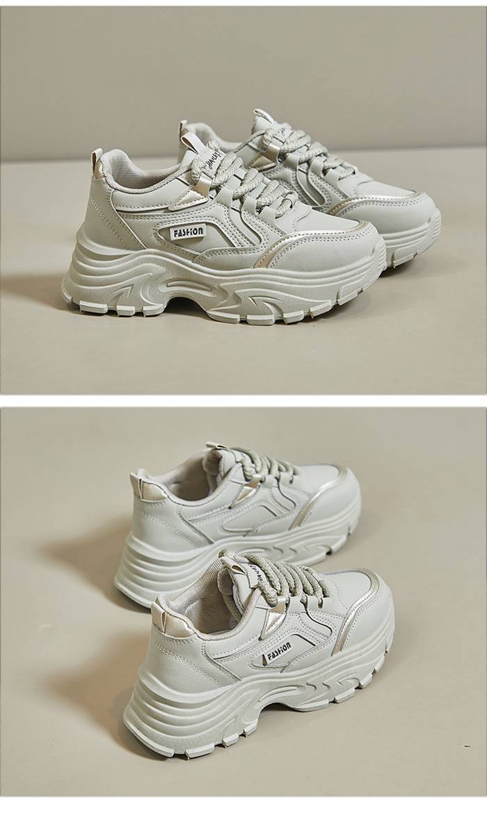 厚底スニーカー レディース ダッド シューズ ダッド スニーカー ウォーキング シューズ インヒール 幅広 白 黒 厚底 ス |  | 12