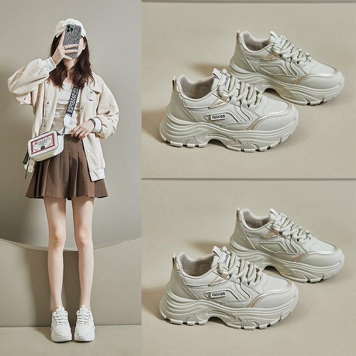 厚底スニーカー レディース ダッド シューズ ダッド スニーカー ウォーキング シューズ インヒール 幅広 白 黒 厚底 ス |  | 08