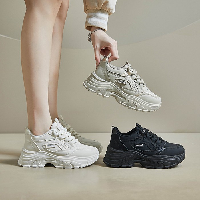 厚底スニーカー レディース ダッド シューズ ダッド スニーカー ウォーキング シューズ インヒール 幅広 白 黒 厚底 ス |  | 09