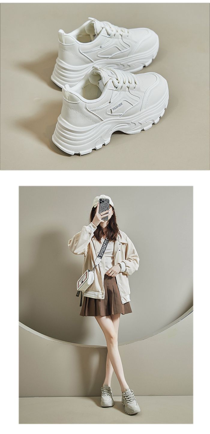 厚底スニーカー レディース ダッド シューズ ダッド スニーカー ウォーキング シューズ インヒール 幅広 白 黒 厚底 ス |  | 10