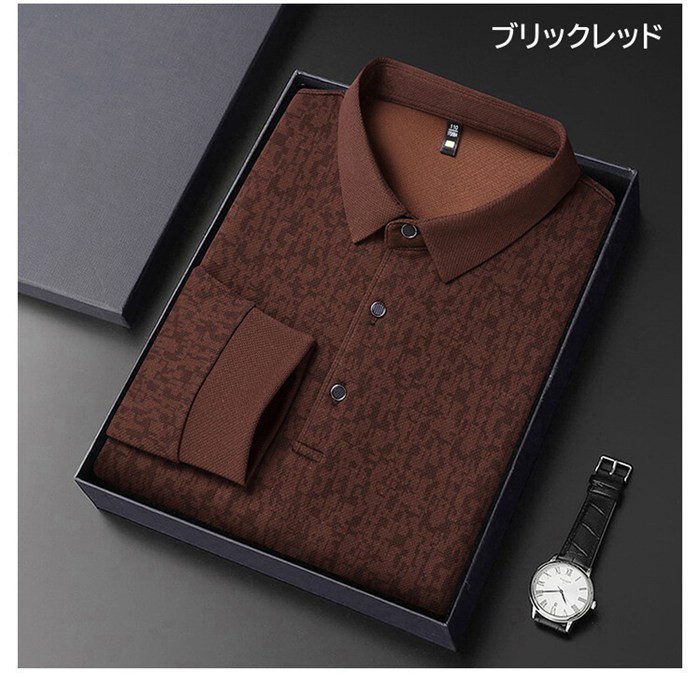 ポロシャツ メンズ 長袖 襟付き 総柄 tシャツ トップス 春 秋 冬 ゴルフウェア ビジネス オフィスカジュアル 高級感 高級 |  | 06