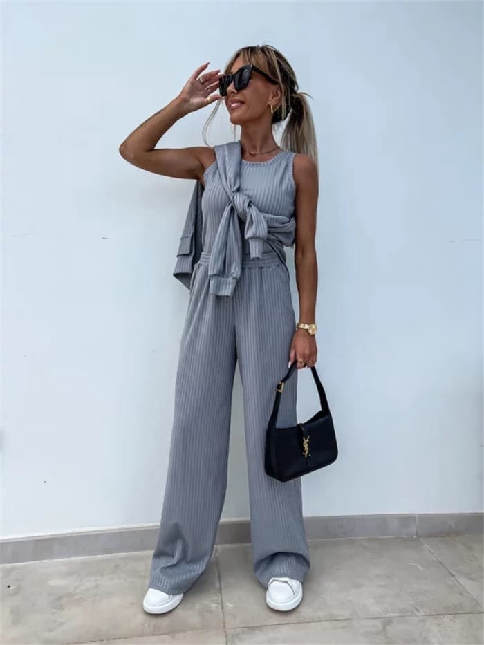 セットアップ レディース 3点セット トレーナー ワイドパンツ タンクトップ  プリーツ オーバーサイズ 上下セット |  | 14