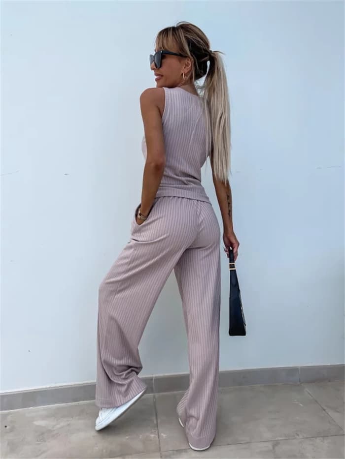 セットアップ レディース 3点セット トレーナー ワイドパンツ タンクトップ  プリーツ オーバーサイズ 上下セット |  | 08