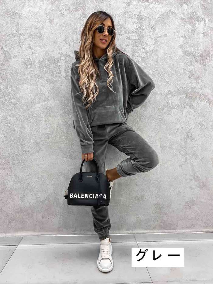 ベロア セットアップ ルームウェア レディース 定番 上下セット ベロアパーカー 長ズボン 部屋着 パジャマ ベロア |  | 01