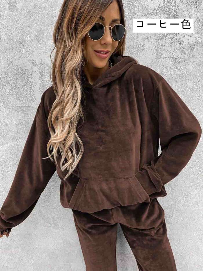 ベロア セットアップ ルームウェア レディース 定番 上下セット ベロアパーカー 長ズボン 部屋着 パジャマ ベロア |  | 04