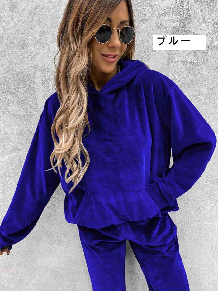 ベロア セットアップ ルームウェア レディース 定番 上下セット ベロアパーカー 長ズボン 部屋着 パジャマ ベロア |  | 05