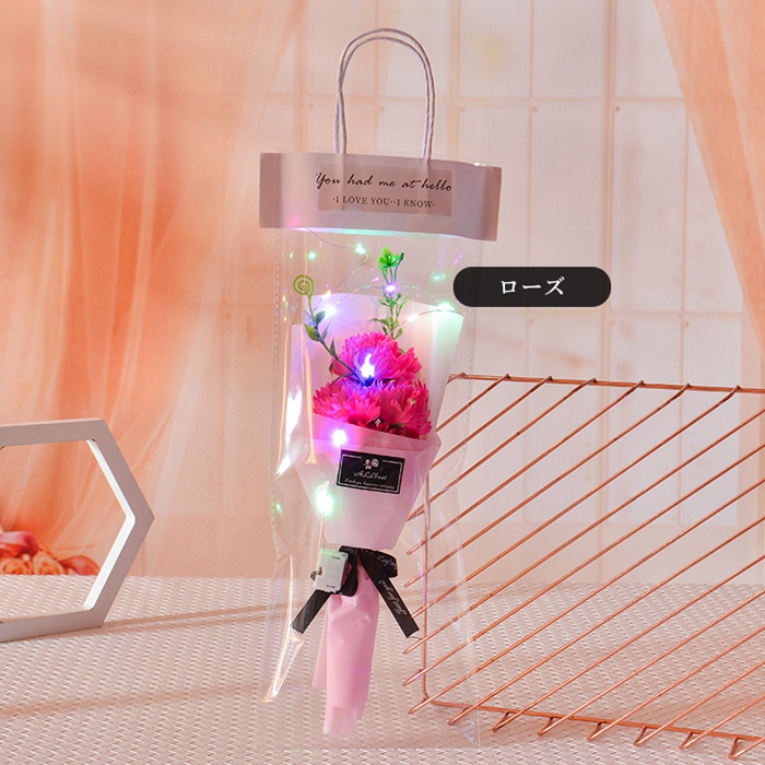 LEDライト付き ソープフラワー 枯れない花 花束 バラ 3輪 LED イルミネーションライト フレグランス ブーケ 造花 石鹸花 プレゼント ギフト |  | 04