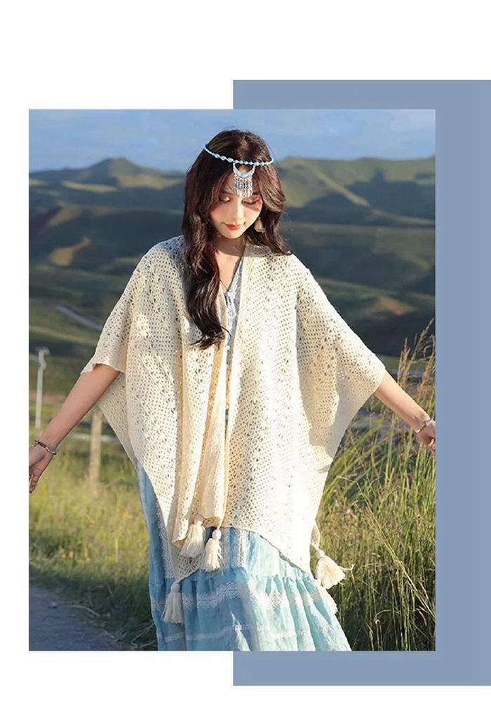 ショール レディース 夏 羽織り 透かし編み 薄手 大判 ゆったり カーディガン風 ケープ 冷房対策 日差しよけ 結婚式 お呼ばれ |  | 10