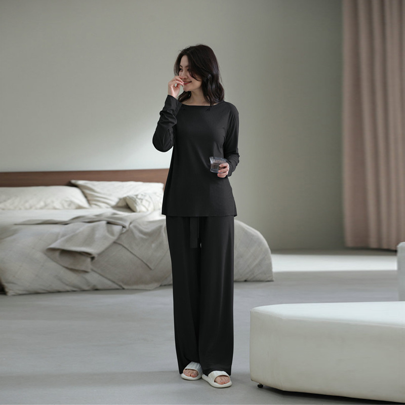 ルームウェア レディース セットアップ 上下セット 部屋着 寝巻き リブ 秋 秋用 冬用 長袖 長ズボン ロングTシャツ ロングパンツ |  | 03