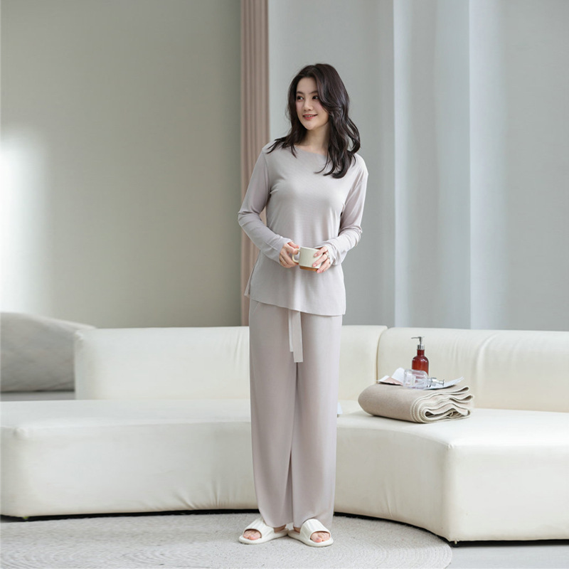 ルームウェア レディース セットアップ 上下セット 部屋着 寝巻き リブ 秋 秋用 冬用 長袖 長ズボン ロングTシャツ ロングパンツ |  | 06