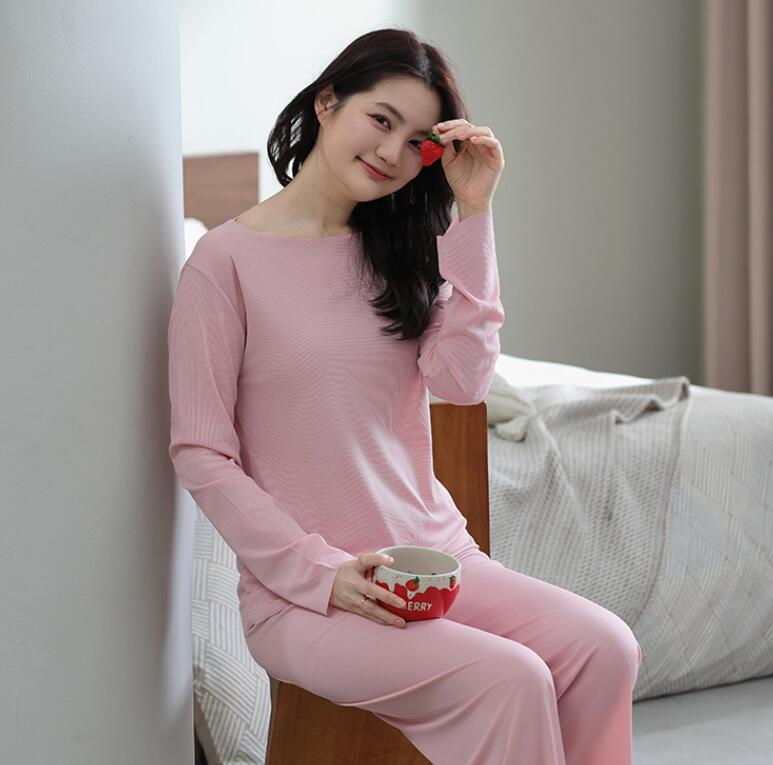 ルームウェア レディース セットアップ 上下セット 部屋着 寝巻き リブ 秋 秋用 冬用 長袖 長ズボン ロングTシャツ ロングパンツ |  | 09