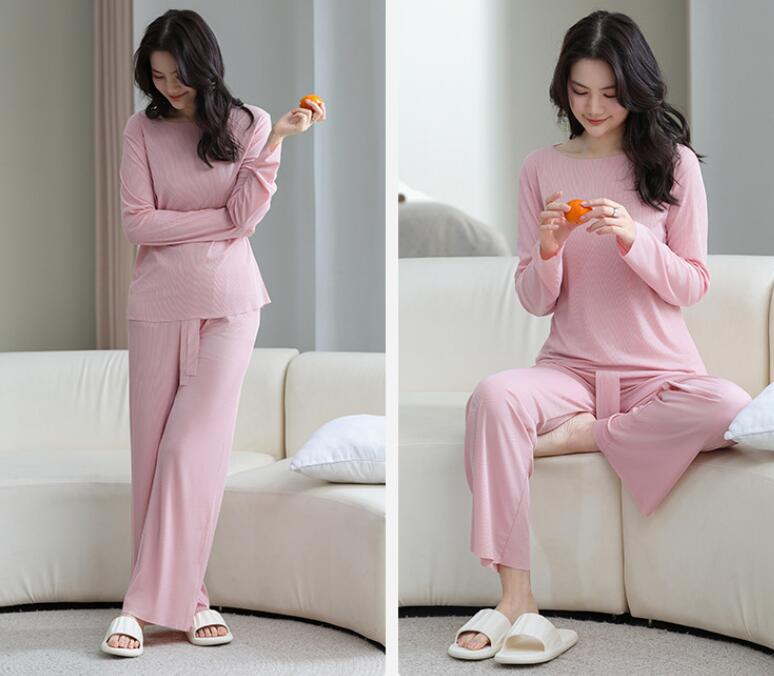 ルームウェア レディース セットアップ 上下セット 部屋着 寝巻き リブ 秋 秋用 冬用 長袖 長ズボン ロングTシャツ ロングパンツ |  | 10