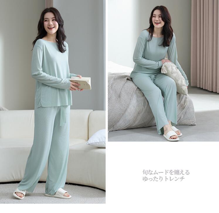 ルームウェア レディース セットアップ 上下セット 部屋着 寝巻き リブ 秋 秋用 冬用 長袖 長ズボン ロングTシャツ ロングパンツ |  | 13