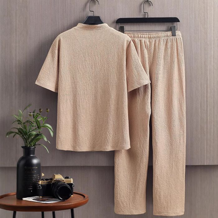 セットアップ メンズ 父の日 上下セット 大きいサイズ Tシャツ  ロングパンツ ゆったり 快適 無地 薄手 夏用 夏    夏服 |  | 04