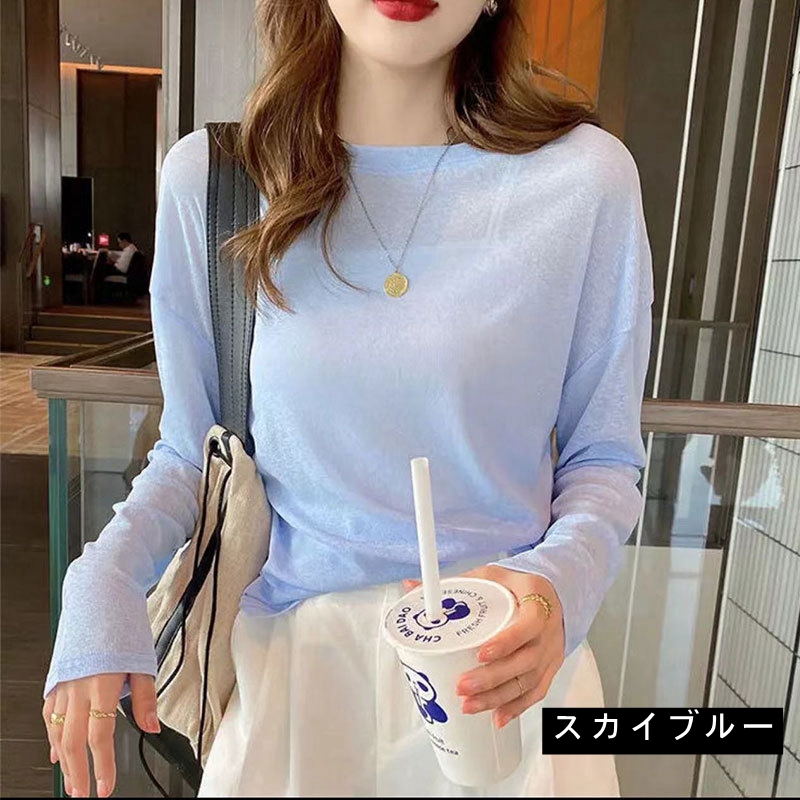 シアートップス レイヤード シースルー トップス tシャツ 長袖 重ね着