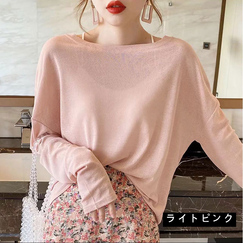 シアートップス レイヤード シースルー トップス tシャツ 長袖 重ね着