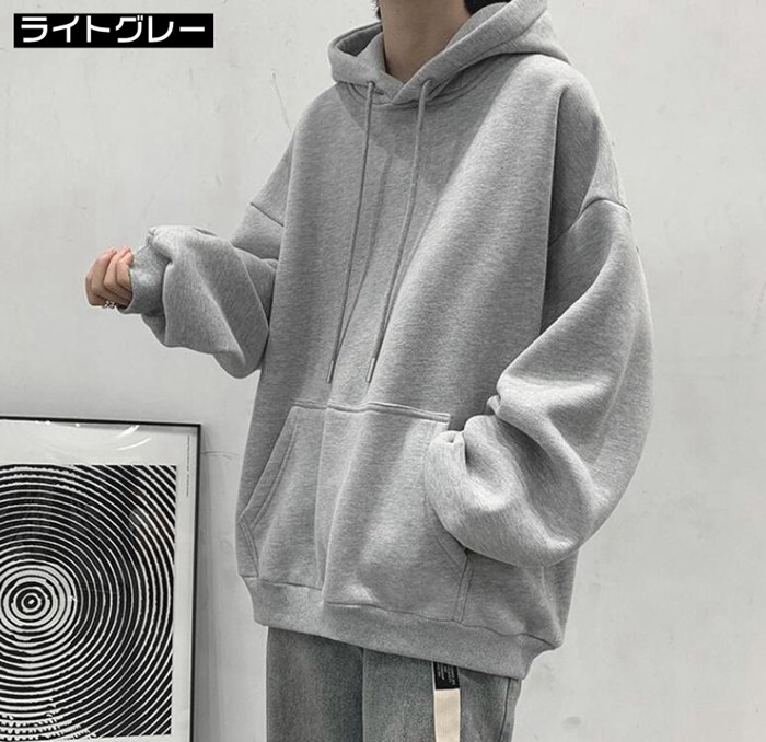 パーカー メンズ フード付き プルオーバー 長袖 トップス おしゃれ シンプル カジュアル 無地 春 秋 通学 ファッション |  | 02